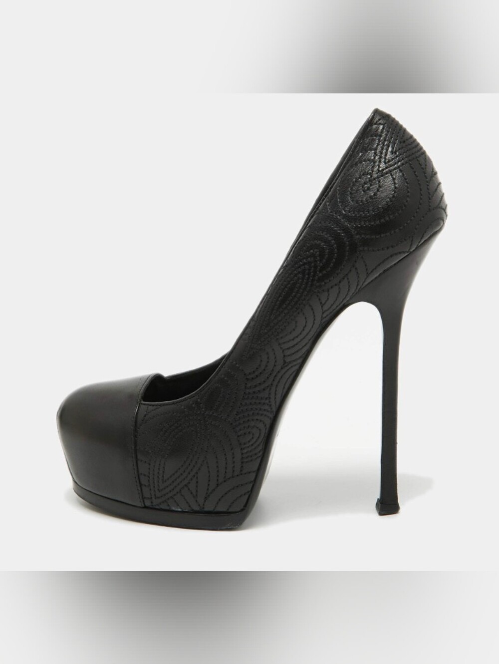 ❤️ RARE Yves Saint Laurent Tribtoo 105 Pump Single Stitch Swirl Design 38 8 $995